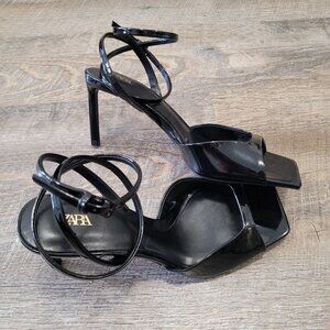 ZARA | Square Open Toe Strappy High Heel Sandals | Sz. 36